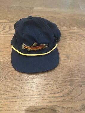Men's Navy Cap with Yellow Rope and Fish Embroidery
